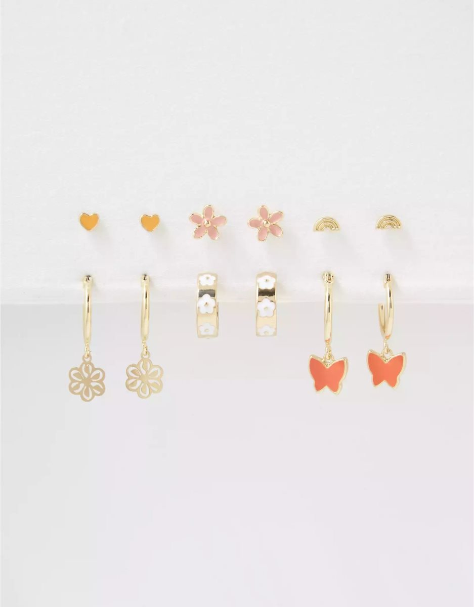 Bijoux American Eagle AEO Coral Butterfly Hoop Stud Earring 6-Pack Multicolore Femme | CHI-62726994